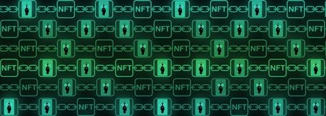 Nft Non Fungible Tokens Art And Collectables Banner Heading In Green, Blockchain Technology To Create Unique Digital Items For Crypto Art, Crypto Collectibles And Crypto Gaming.