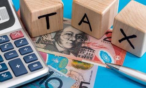 Text Tax With Australian Dollar, Pen And Calculator
